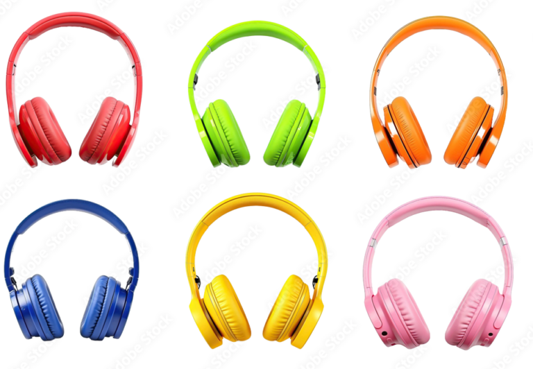 different colors headphones
