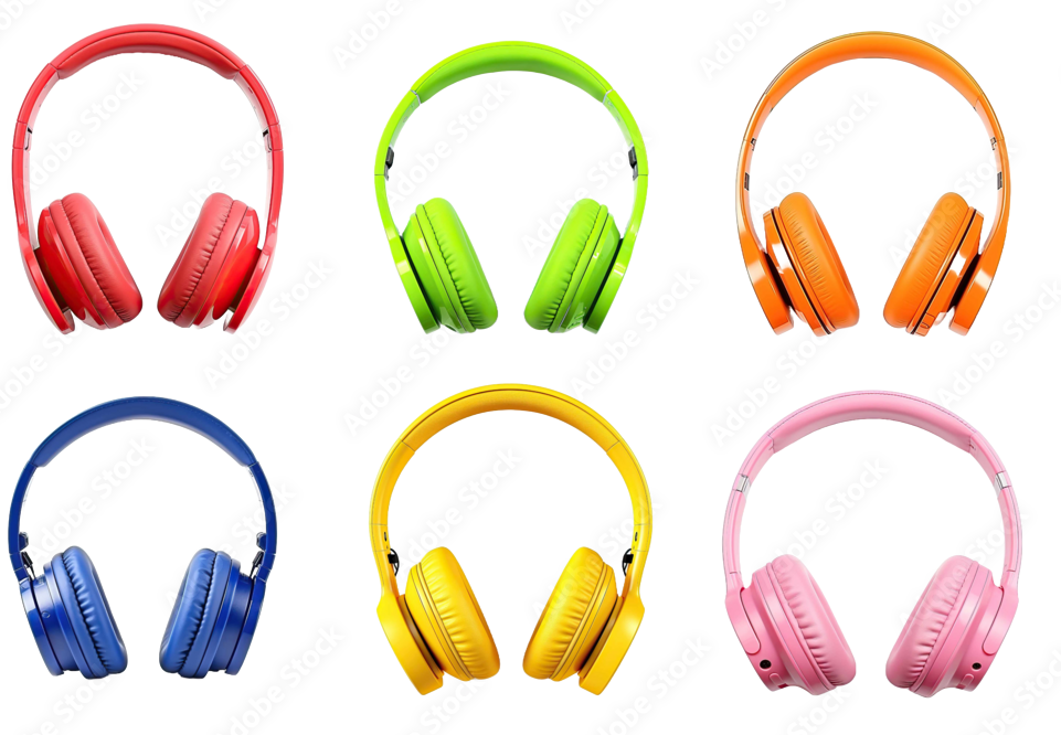 different colors headphones