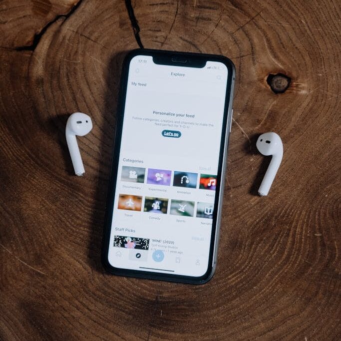 Smartphone and Wireless Headphones